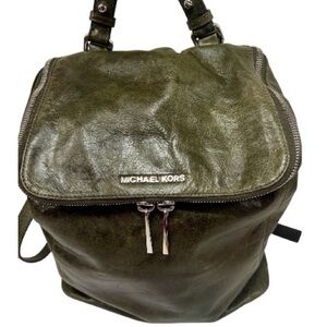 Michael Kors Lisbeth Olive Green Leather Backpack